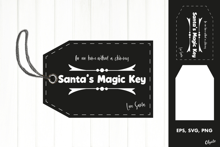 Santa’s Magic Key, Black and White EPS, SVG, PNG
