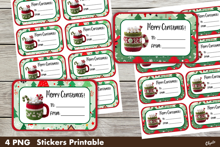Christmas Gift Stickers PNG. Merry Christmas Stickers PNG