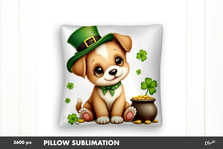 St Patrick’s Day Pillow Sublimation, Patricks Puppy PNG