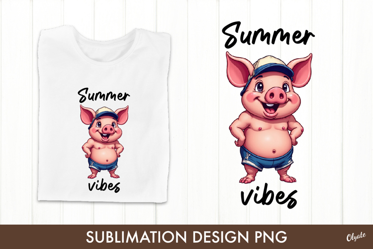 Beach Sublimation Design. Funny Piggy PNG