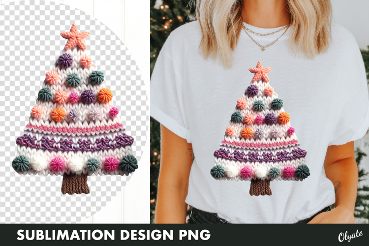 Knitting Christmas Tree Sublimation PNG. Christmas Tshirt