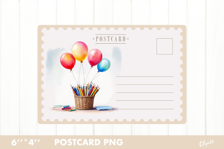 Back to School Card PNG. School Postcard PNG