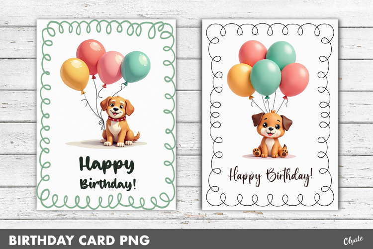 Birthday Greeting Card PNG. Cute Kawaii Card