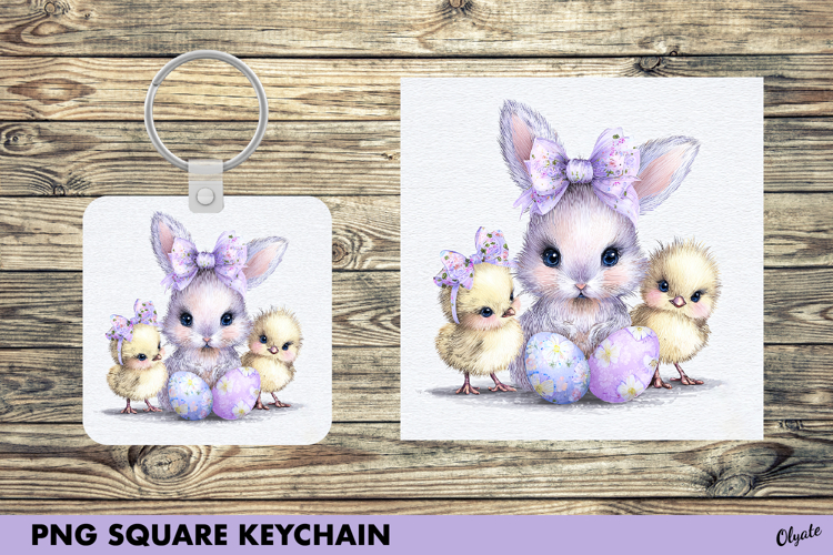 Watercolor Easter Keychain Sublimation PNG