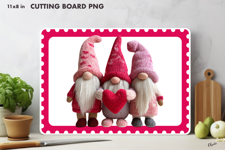 Pink Valentine Gnomes Cutting Board Sublimation