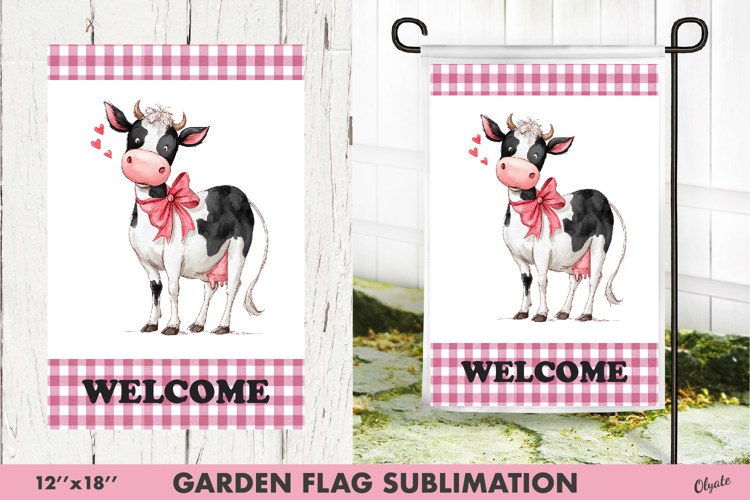 Funny Valentine Cow Garden Flag PNG