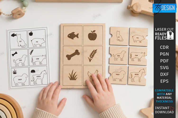 Animal Tracks Play Stamp Laser Cut | Matching Game | Kids