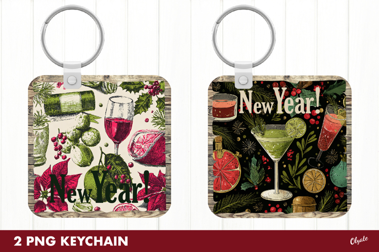 New Year Keychain PNG, New Year Sublimation
