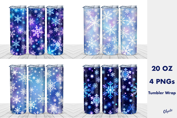 Snowflakes Tumbler Wrap PNG. 20 OZ Tumbler PNG