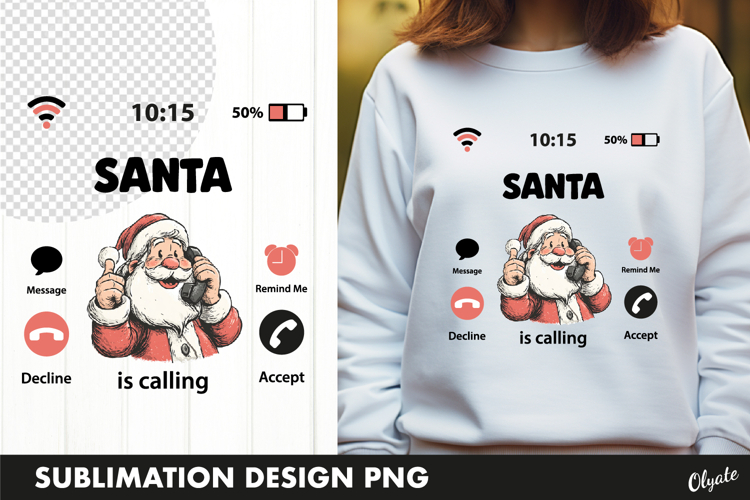 Santa Calling Tshirt PNG, Christmas Tshirt Design PNG