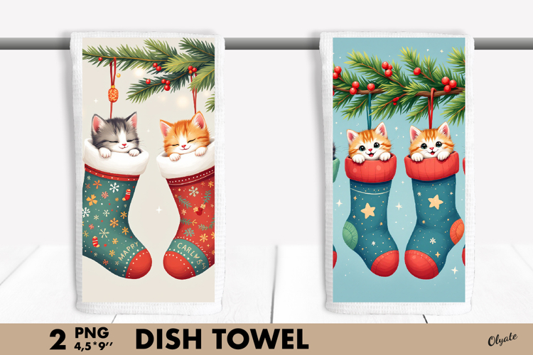 Cute Animal Christmas PNG. Christmas Dish Towel Sublimation