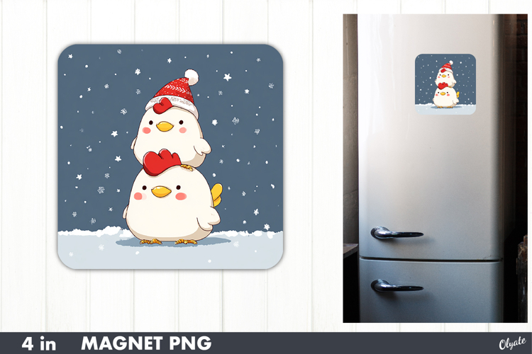 Christmas Cute Bird Magnet, Winter Fridge Magnet PNG