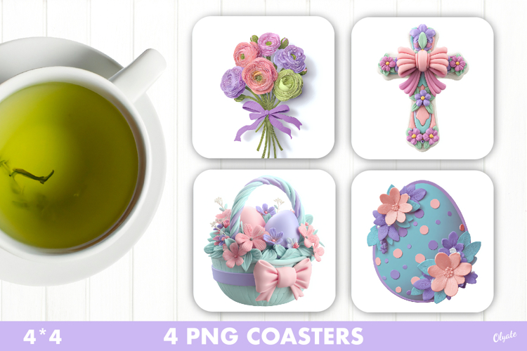 Easter Coaster, Easter Sublimation Design PNG