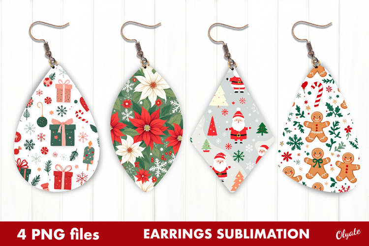 Christmas Earring Sublimation. Xmas Earring PNG