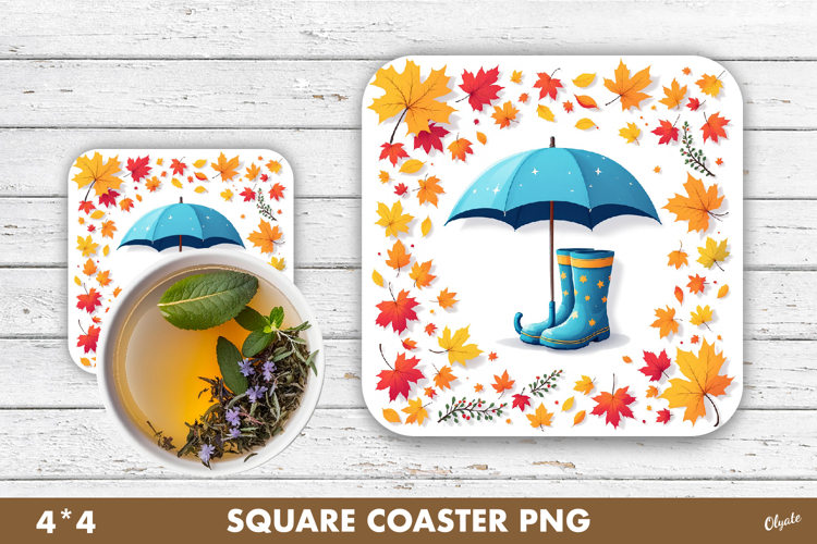 Umbrella Coaster PNG, Fall, Autumn Coaster Sublimation PNG