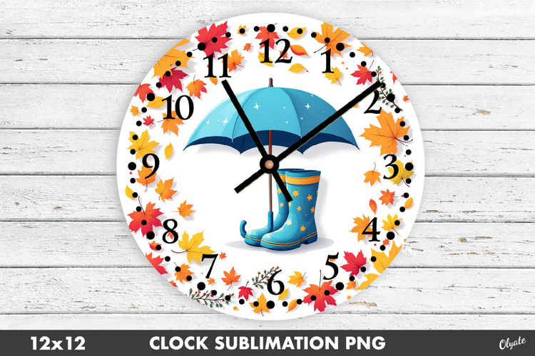 Clock Face Sublimation PNG. Fall, Autumn Design PNG