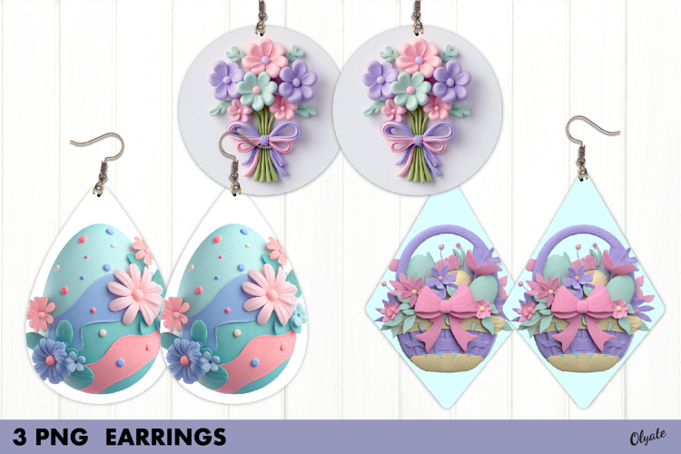 Easter Earrings Sublimation, Spring Earrings PNG