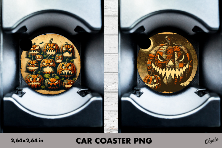 Pumpkin Car Coaster Sublimation. Halloween Car Coaster PNG