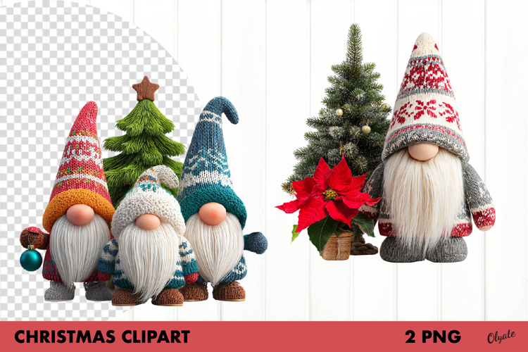 Winter Knitted Gnomes Clipart PNG