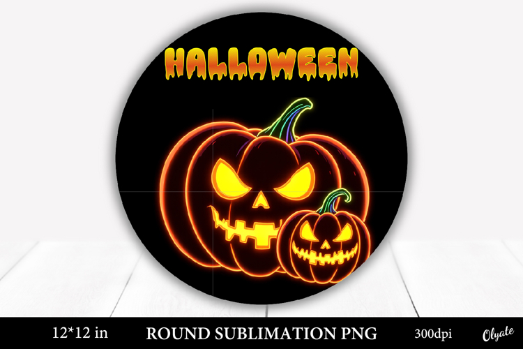 Monster Pumpkins, Halloween Round Sign Sublimation PNG