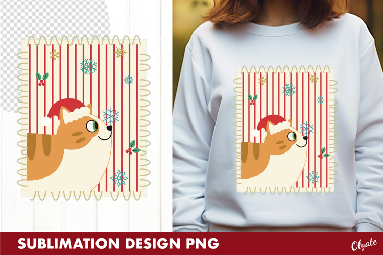 Funny Cat Christmas Sublimation, Tshirt Design PNG