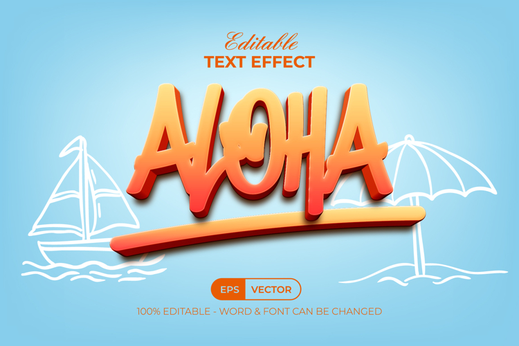 Aloha Summer Text Effect 3D Style