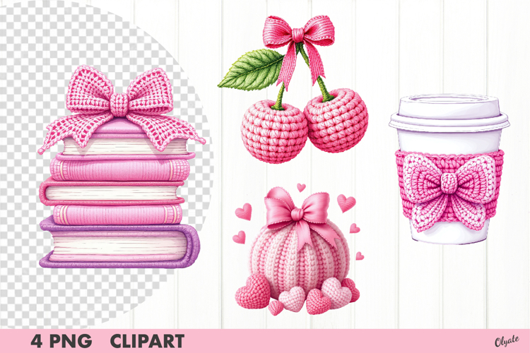Teacher Valentine Clipart. Pink Crochet Teacher Clipart PNG