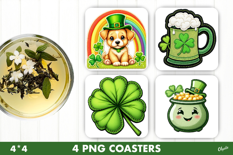St Patrick’s Day Coaster PNG, Patrick Green Coaster PNG