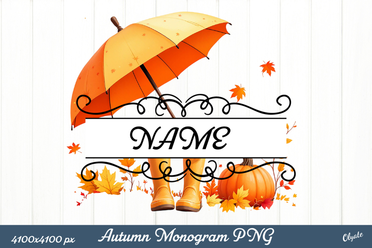 Autumn Monogram Sublimation. Cozy Fall PNG