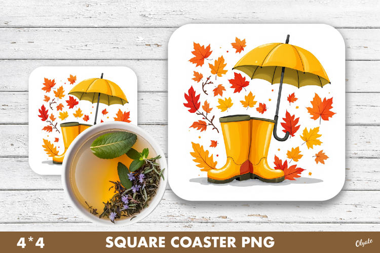 Umbrella Coaster PNG, Fall, Autumn Coaster Sublimation PNG