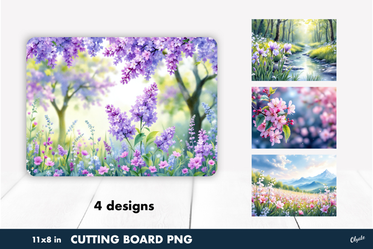 Spring Landscape Cutting Board PNG