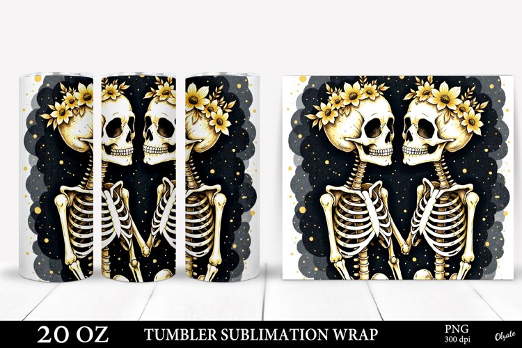 Golden Skeletons PNG. Valentine’s Day Tumbler 20 OZ