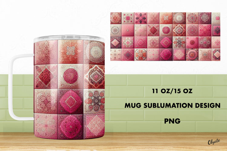 Patchwork Mug Sublimation. 11 OZ, 15 OZ Mug