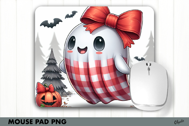 Halloween Mouse Pad Sublimation PNG. Cute Ghost PNG