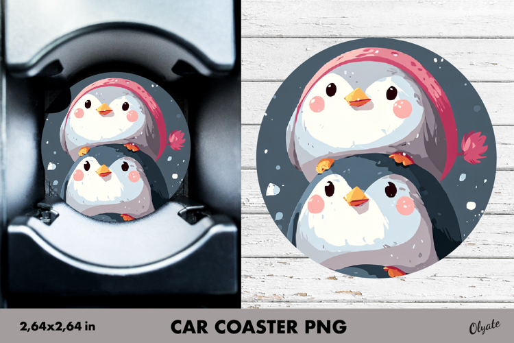 Christmas Cute Bird, Winter Car Coaster PNG