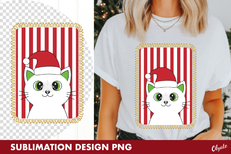 Funny Cat Christmas Sublimation PNG, Tshirt Design PNG example image 1