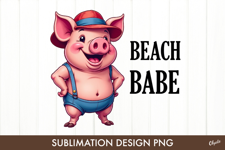 Beach Sublimation Design. Funny Piggy PNG