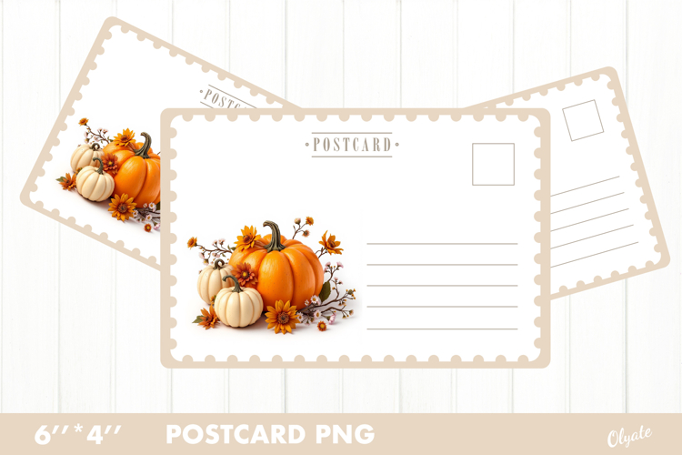 Autumn Card PNG. Pumpkin Postcard PNG