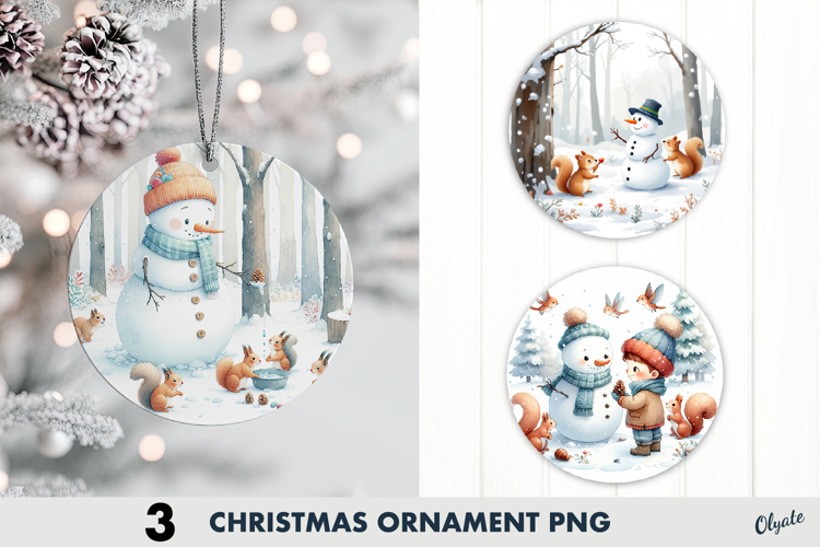 Snowman Ornament Sublimation PNG, Christmas Ornament 