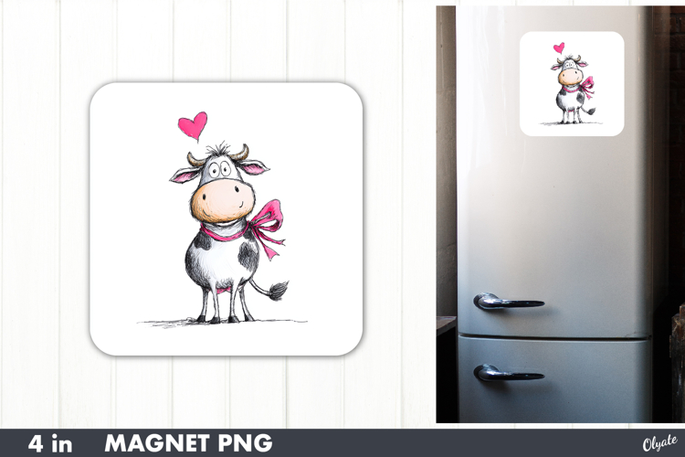 Funny Cow Magnet Sublimation, Valentine Magnet PNG