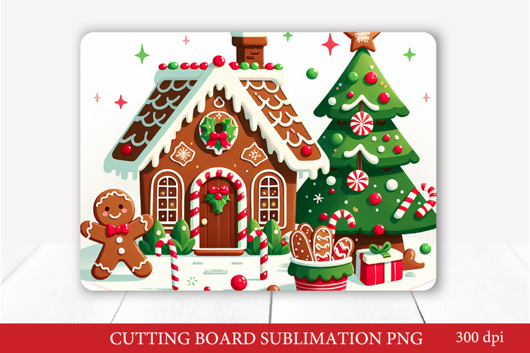 Gingerbread Christmas Cutting Board Sublimation PNG