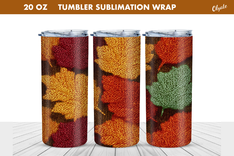 Cozy Fall Crochet Tumbler Wrap. Knitting Leaves Tumbler