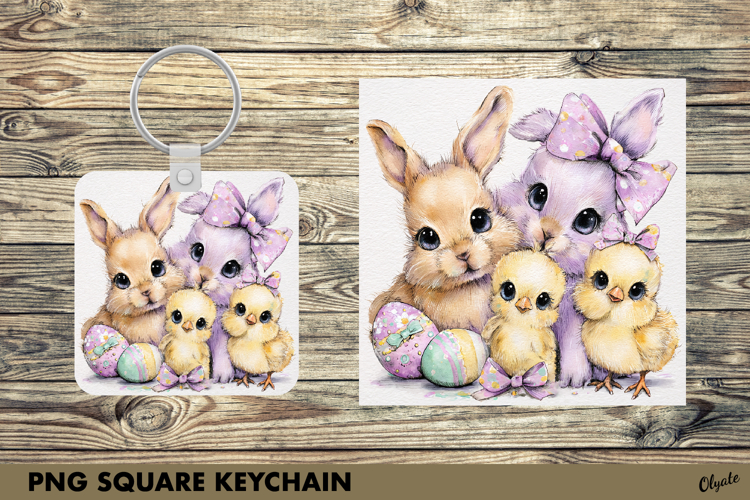 Watercolor Easter Keychain Sublimation PNG