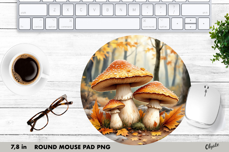 Mushrooms Mouse Pad, Round Mouse Pad PNG