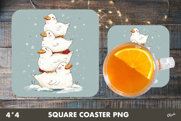 Funny Bird Coaster Sublimation. Christmas Square Coaster