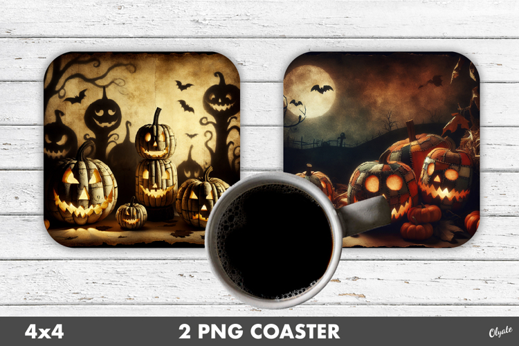 Pumpkin Coaster Sublimation. Halloween Coaster PNG