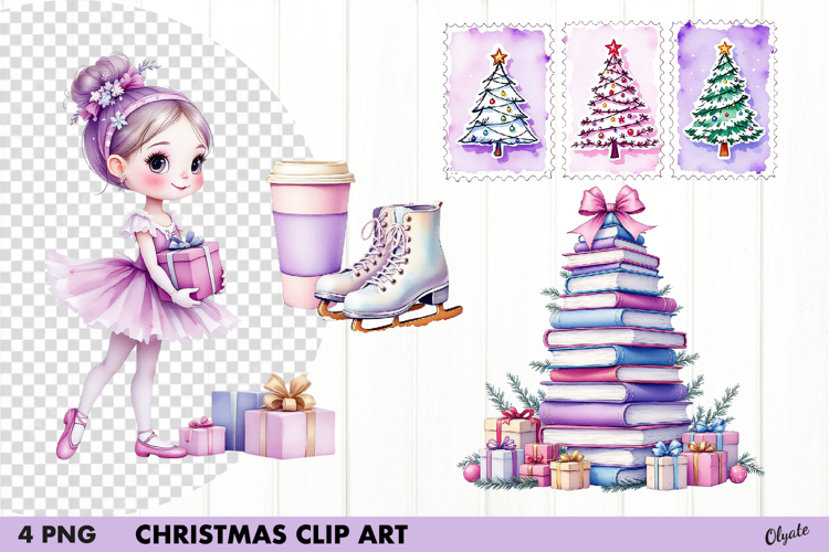 Watercolor Lilac Christmas Clipart PNG