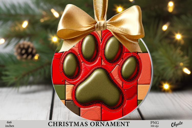 Dog Christmas Ornament PNG, Paw Sublimation PNG
