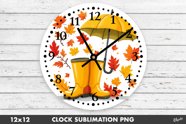 Clock Face Sublimation PNG. Fall, Autumn Design PNG