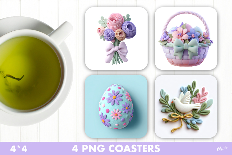 Easter Coaster PNG, Square Easter Coaster PNG